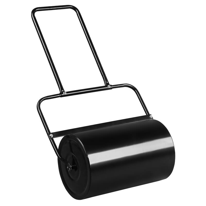 Black 10 Gallon Steel Lawn Roller with U-Handle for Even Grass and Sod Flattening - (19 x 12.6 x 43)" (L x D x H)