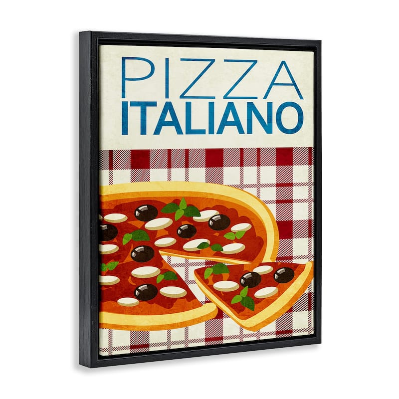 Stupell Classic Pizza Italiano Framed Floater Canvas Wall Art Design By Kim Allen