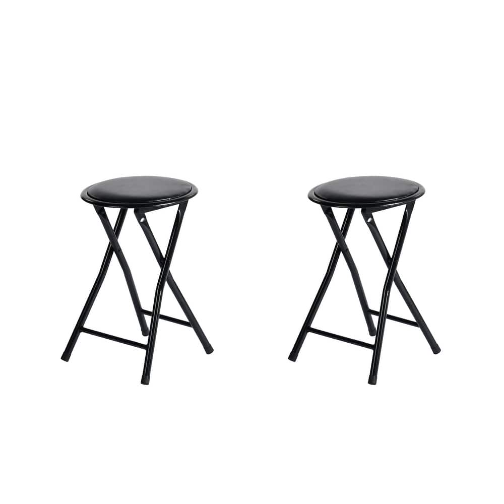 Homy Casa Set 2/4 Black Metal Folding Stools Portable Home & Events