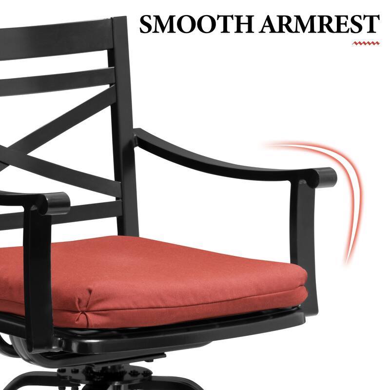 All-Weather Patio Outdoor Indoor Aluminum Swivel Bar Stools with Sunbrella Cushion