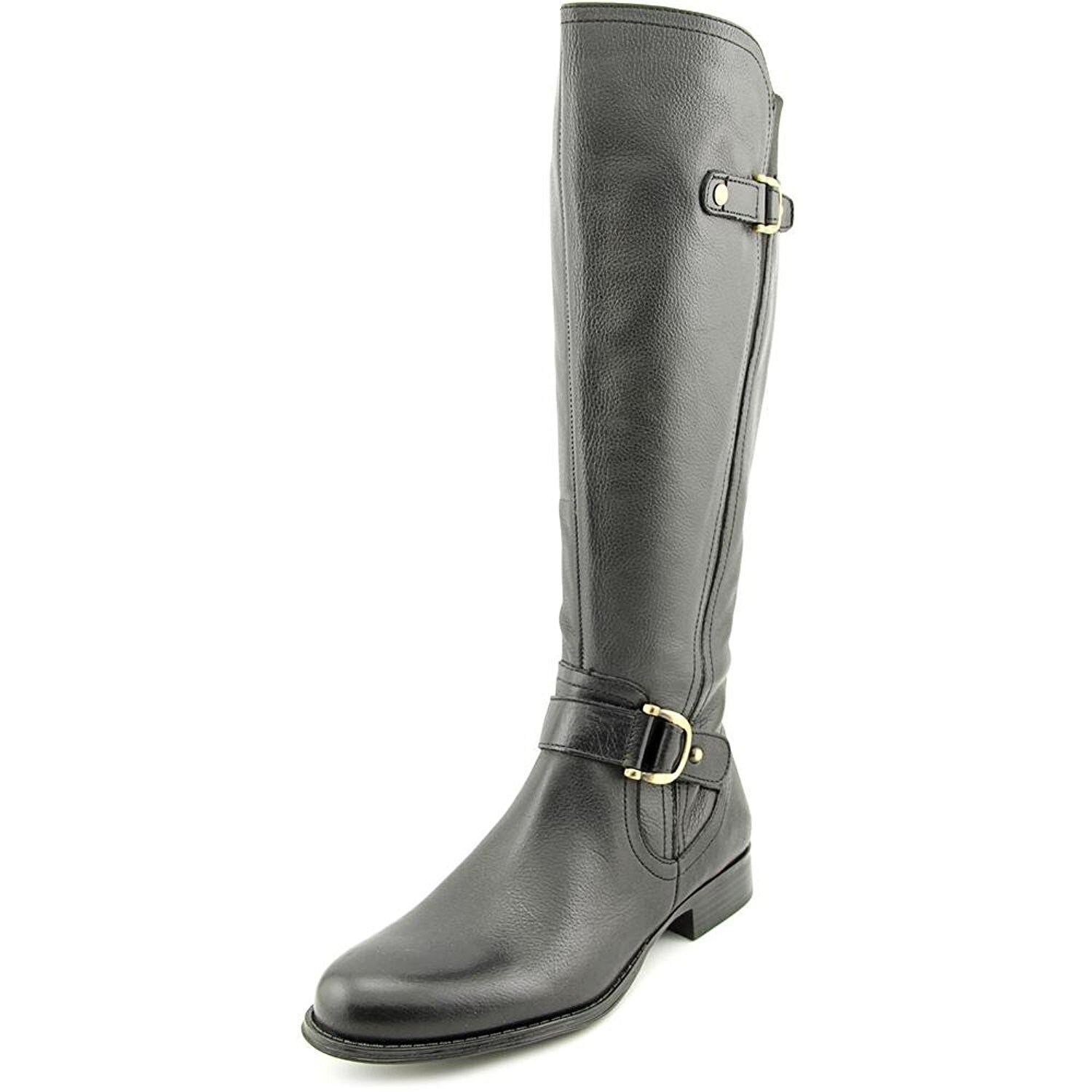 grey leather wide calf boots