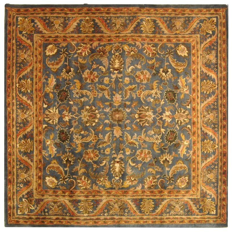 SAFAVIEH Handmade Antiquity Manerva Traditional Oriental Wool Rug - 8' Square - Blue/Gold