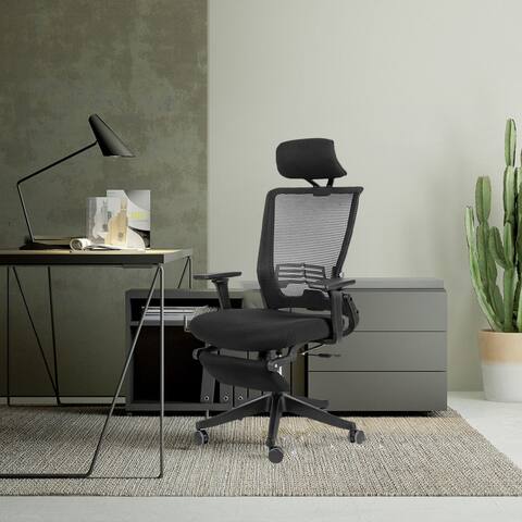 Black Office Chair with 2d armrest and foot rest