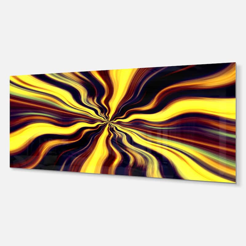 Designart 'Yellow Purple Black Fantasy' Abstract Digital Art Metal Wall Art