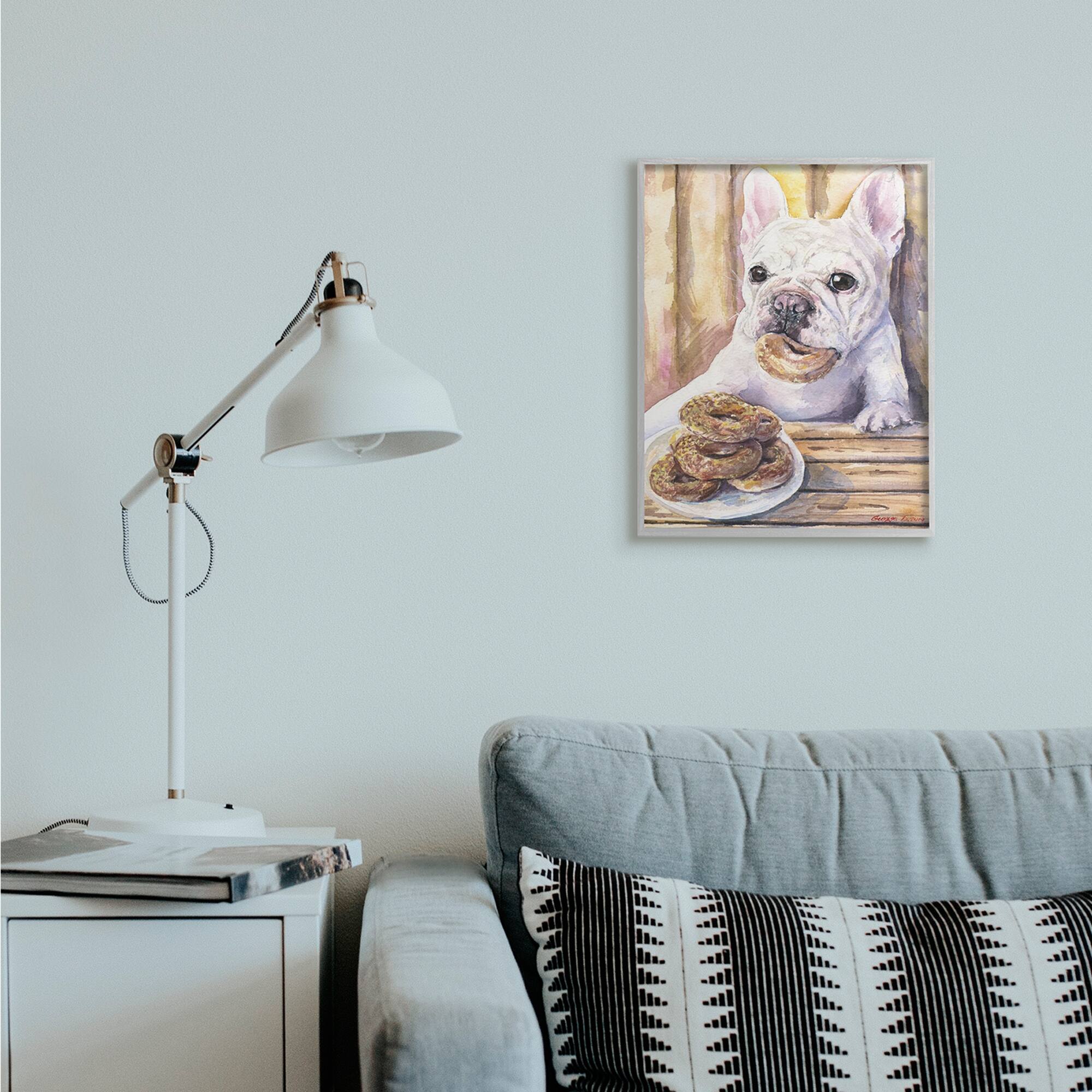 Stupell French Bulldog with Donuts Dessert Pet Dog Framed Wall Art ...