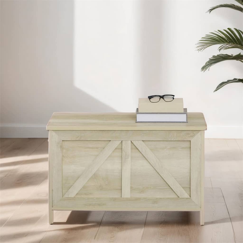 30" Farmhouse Storage Chest, Lift Top Box Organizer with Safety Hinge