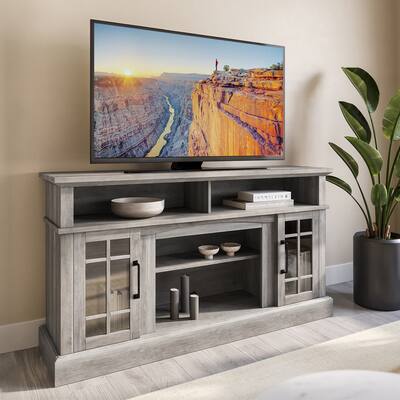 BELLEZE Television Stand Console For TVs up to 65" Wide, Grey Wash