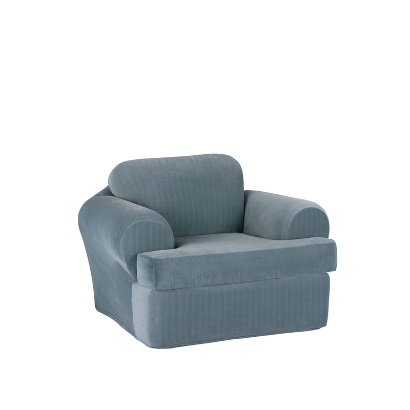 SureFit Stretch Pinstripe 2 Piece T Cushion Chair Slipcover