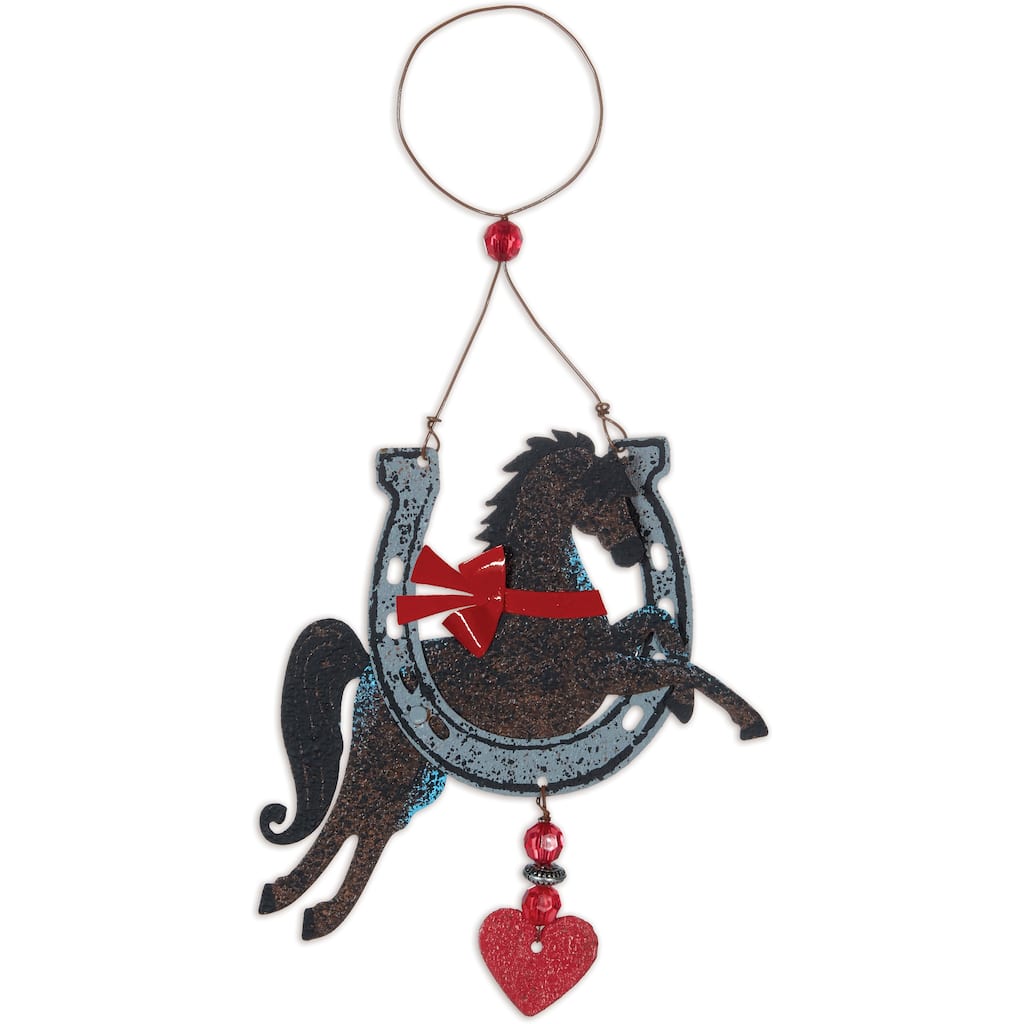"Derby" the Horse and Horseshoe Ornament - Set of 3