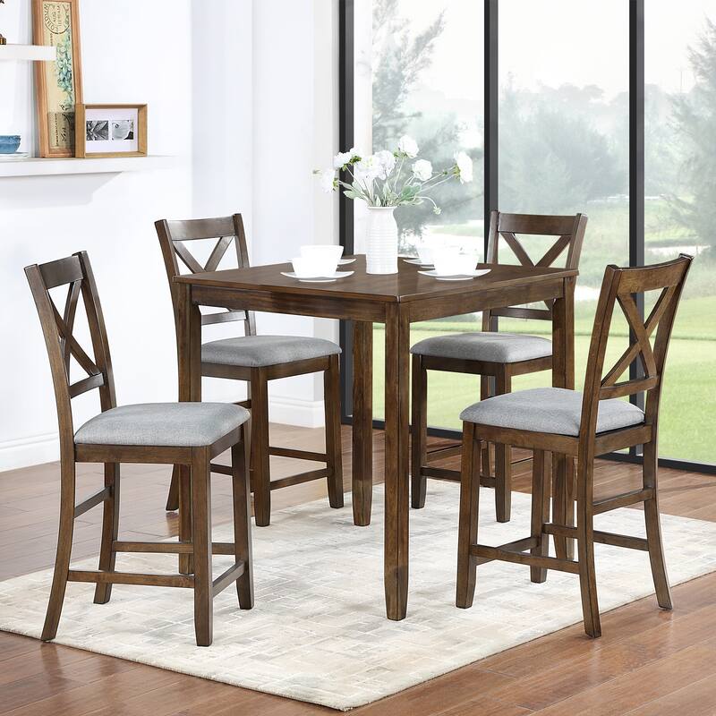 Dining Chairs Only, Wooden Counter Height Chairs Set of 4, Kitchen Chair with Padded Seat, Upholstered Counter Height Chair