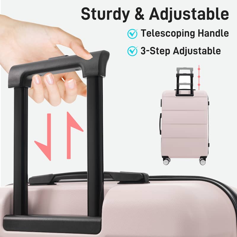 Hardshell Luggage Sets 3 Piece Double Spinner Wheels Suitcase with Handle Password Lock, Lightweight 20"+24"+28" Luggages