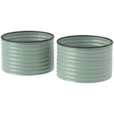 Set of 2 Galvanized Steel Raised Garden Beds Planters for Flowers Herbs Vegetables