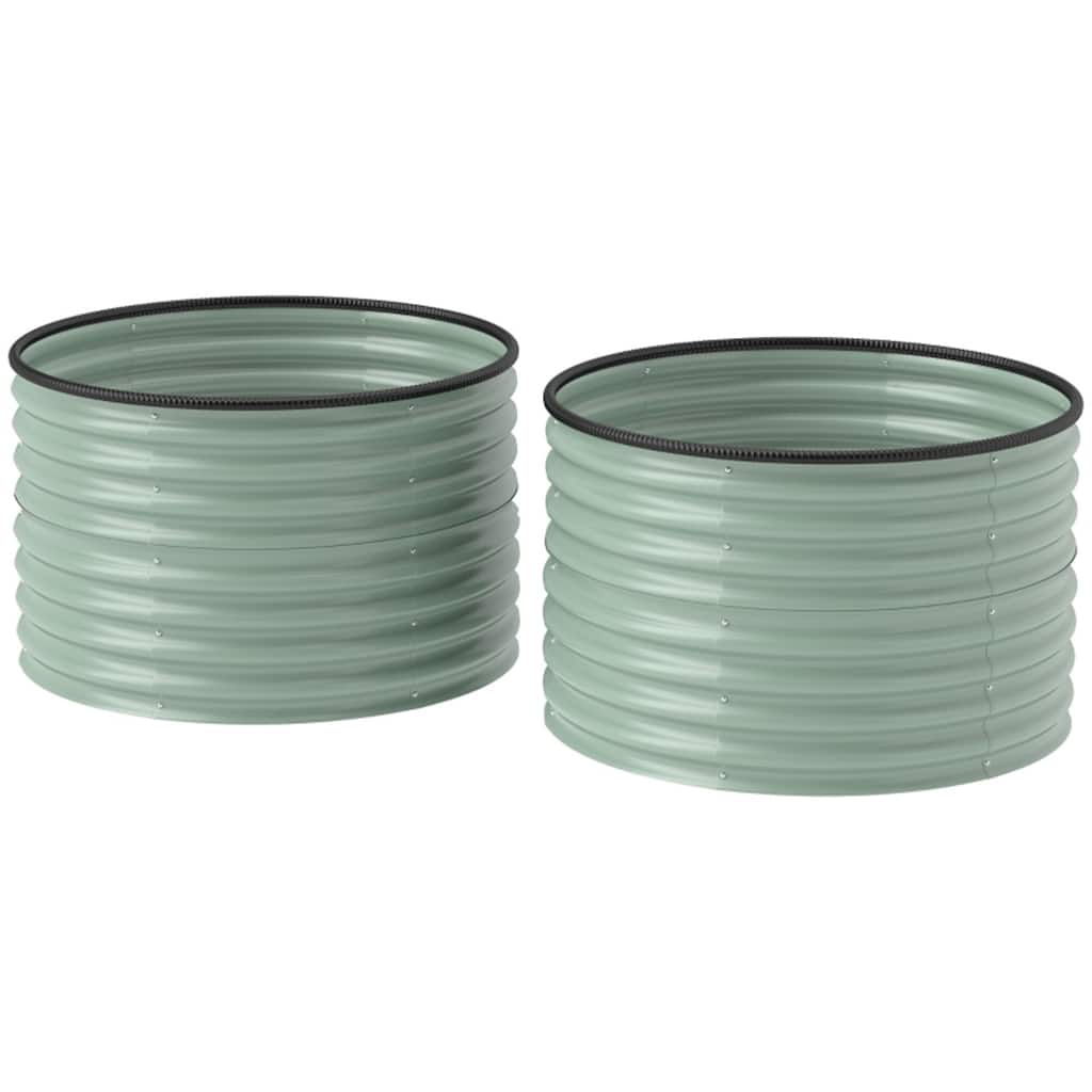 Set of 2 Galvanized Steel Raised Garden Beds Planters for Flowers Herbs Vegetables