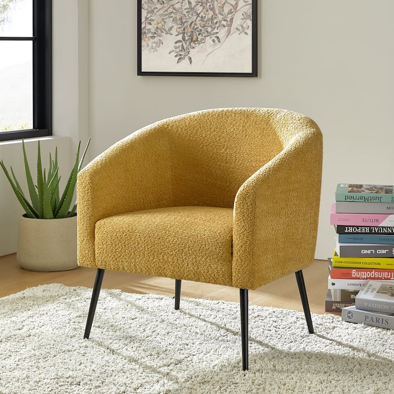 Hal Modern Boucle Armchair with Metal Legs by HULALA HOME - Yellow