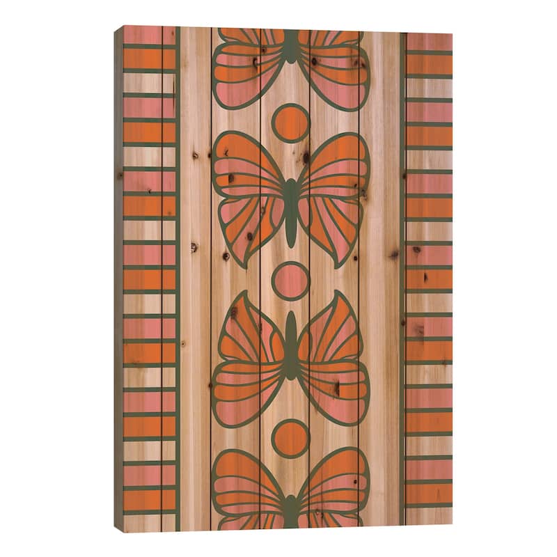 Butterfly Line Print On Wood by Circa 78 Designs - Multi-Color - 40x26x1.5
