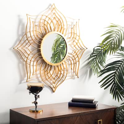 SAFAVIEH Charlton Flower Gold 32-inch Decorative Mirror - 32" x 32" x 1"