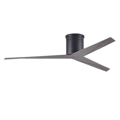 Matthews Fan Eliza-H 3-blade 56-inch Matte Black Flushmount Paddle Ceiling Fan with Old Oak Tone Blades