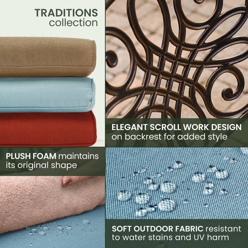 Hanover Traditions 5-Piece Dining Set in Blue with 47 In. Glass-top Table