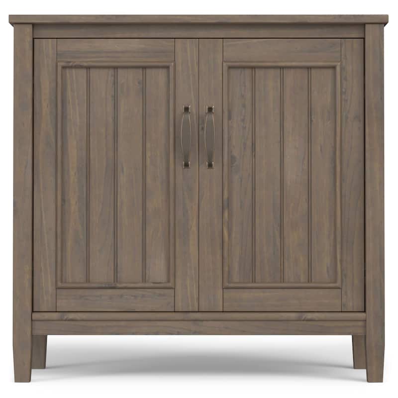 WYNDENHALL Rowan SOLID WOOD 32 inch Wide Contemporary Low Storage Cabinet in Smoky Brown - 14"d x 32" w x 31"h