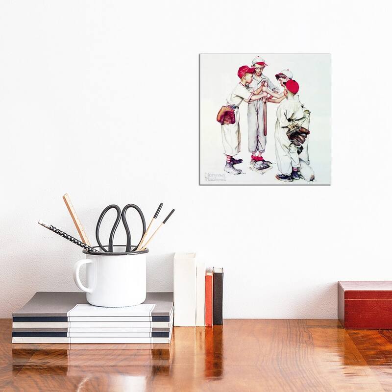 iCanvas "Choosing up (Four Sporting Boys - Baseball)" by Norman Rockwell Canvas Print - 12x12x1.5