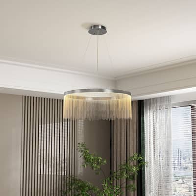 Modern Aluminum Tassel Linear Chandelier for Dining Room