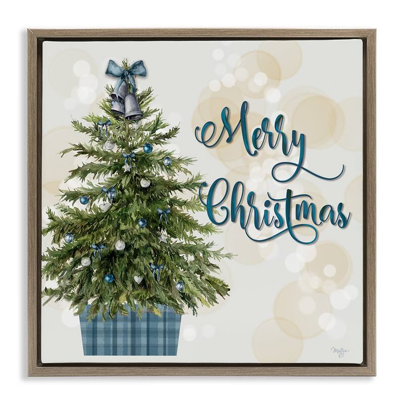 Stupell Christmas Tree in Plaid Stand Framed Floater Canvas Wall Art Design By Mollie B. - 18 x 18 - Brown