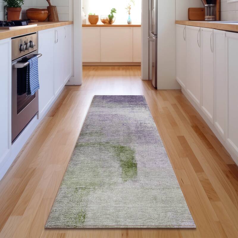Premium Washable Super Soft Brushstrokes Abstract Mayfield Rug - Purple - 2' 3" x 7' 6" - Runner