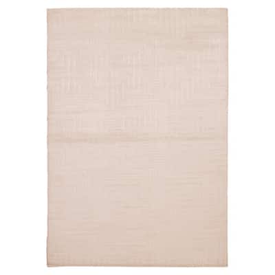 ECARPETGALLERY Hand Loomed Kashkuli Gabbeh White Viscose Rug - 5'5 x 7'5