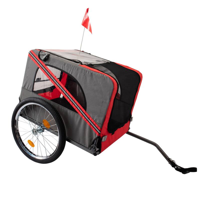 Durable Dog Bike Trailer with 20-Inch Wheels, Zippered Mesh Doors, and 88lb Capacity