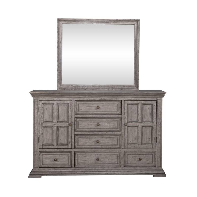 Big Valley Graystone Panel Bed, Dresser & Mirror Set