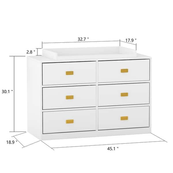 dimension image slide 0 of 2, Kerrogee 6-Drawer Dresser with Changing Table - Grey
