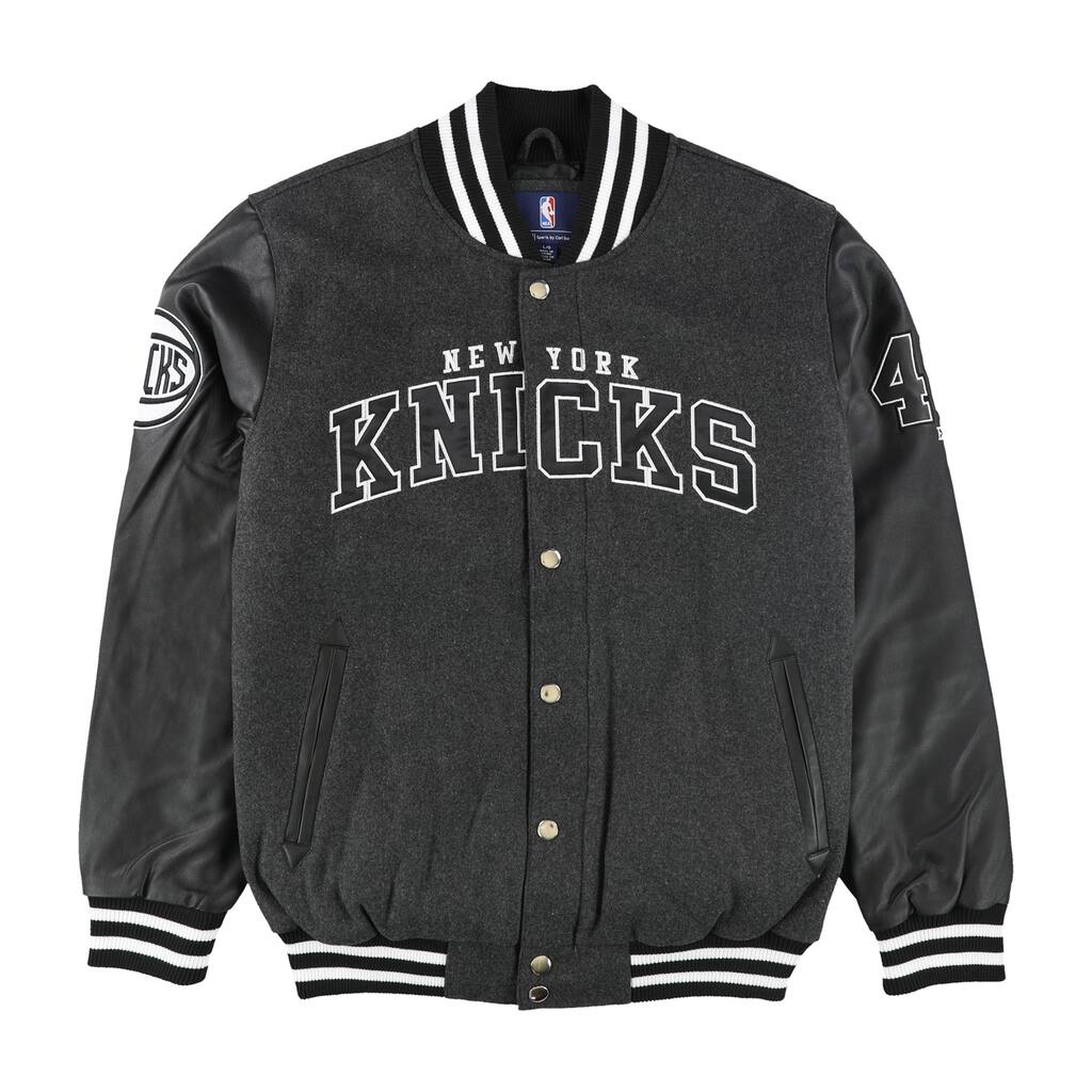 G-III Sports Mens NY Knicks Varsity Jacket,, Black, Large (Regular)