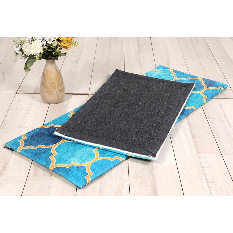 Luxurious Woven Cotton Cushioned Thick Kitchen Mat Rug - Anti-Fatigue, Anti-Skid, - 18''x30''