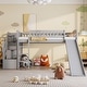preview thumbnail 16 of 28, Twin Size Loft Bed with Storage Stairs & Two Drawers, Wooden Kids Loft Bed Frame with Convertible Built-in Ladder & Slide Grey - Twin
