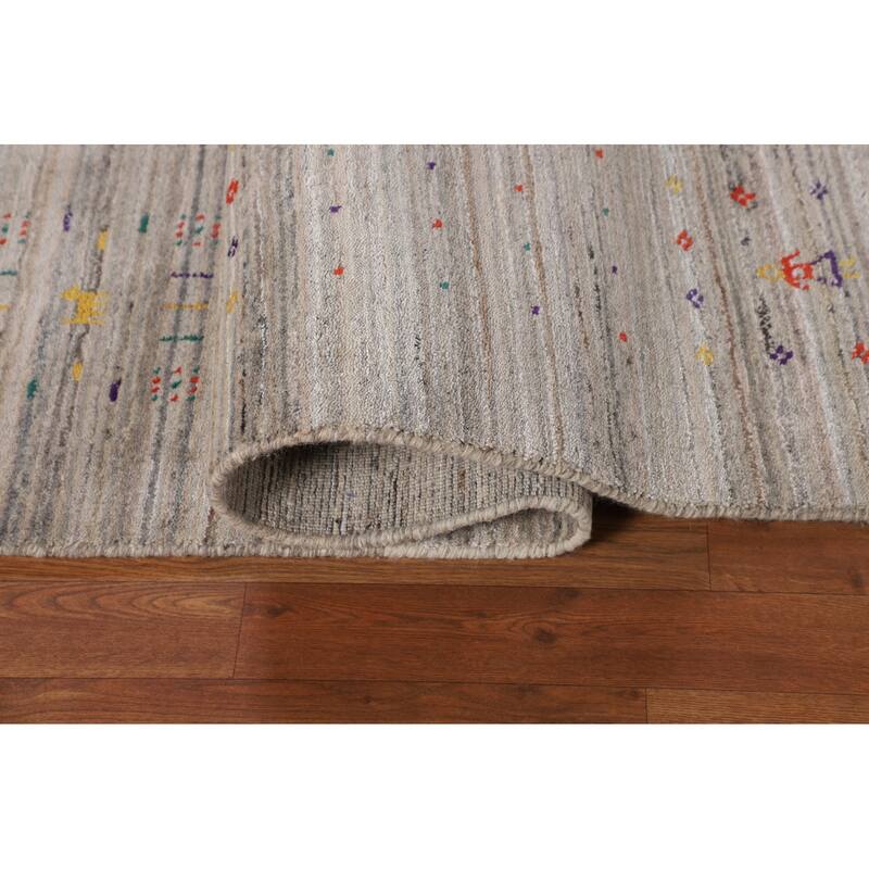 Earth Tone Gabbeh Square Area Rug Hand-Knotted Oriental Wool Carpet - 7'10" X 8'0"