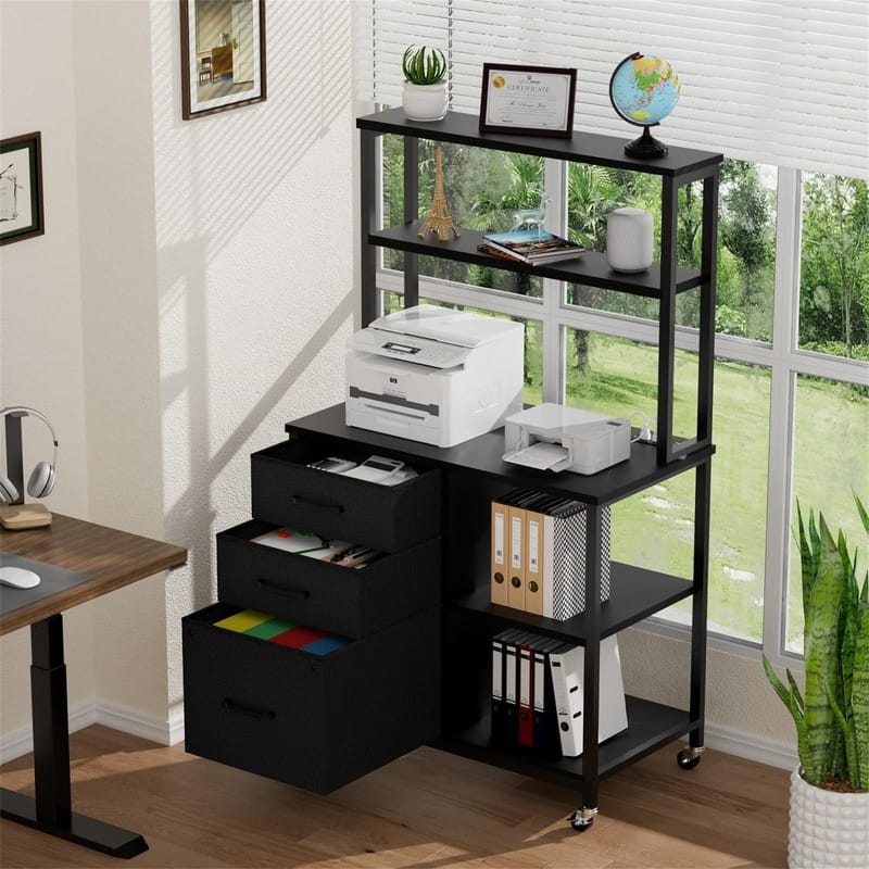 File Cabinet with 3 Drawers and Shelves - 29.5"D x 15.7"W x 24.6"H