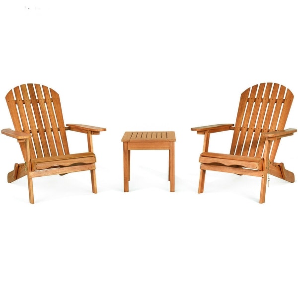 3 PCS Adirondack Chair Set w Widened Armrest Natural 34