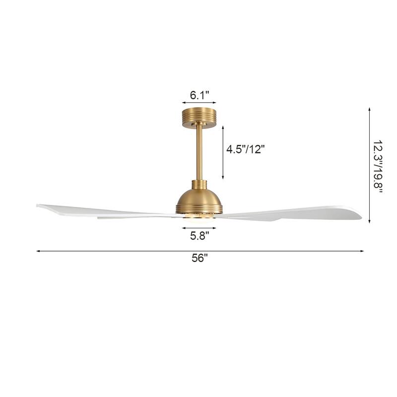 MLiAN 56" 4 Blades Indoor LED Ceiling Fan with Remite Control - 56 inch