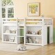 preview thumbnail 2 of 16, Kids Low Loft Bed Wood Twin Size Loft Bed Frame with Two-Tier Shelves, LED Light, Ladder and Guardrails - Unisex
