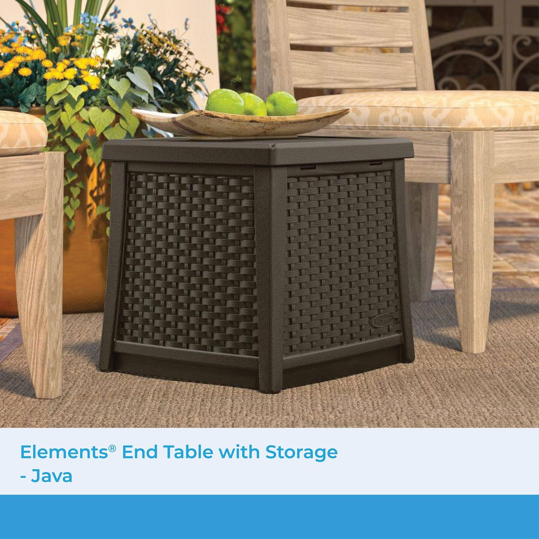 13 Gallon Resin Outdoor Patio End Table Storage Box, Java - Bed Bath ... image.