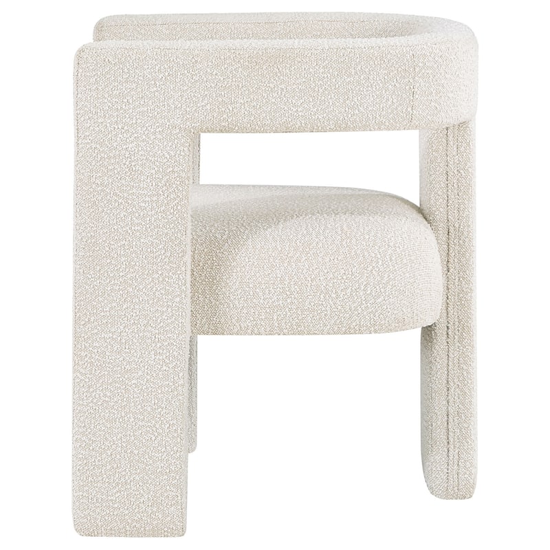 Hellen Accent Side Chair, Fully Upholstered in Soft White Boucle Fabric