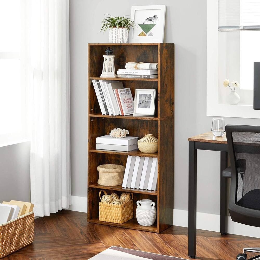 5Tier Open Bookcase with Adjustable Storage Shelves,Brown On Sale Bed Bath & Beyond 39717373