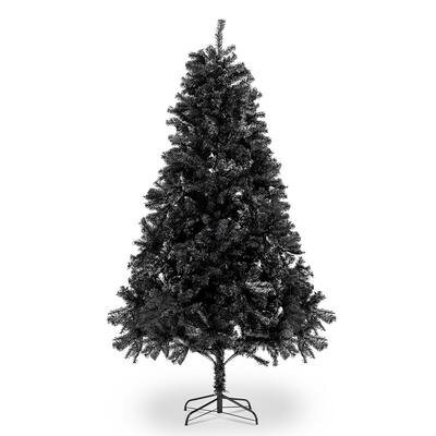 Black Faux Christmas Tree with Iron Stand