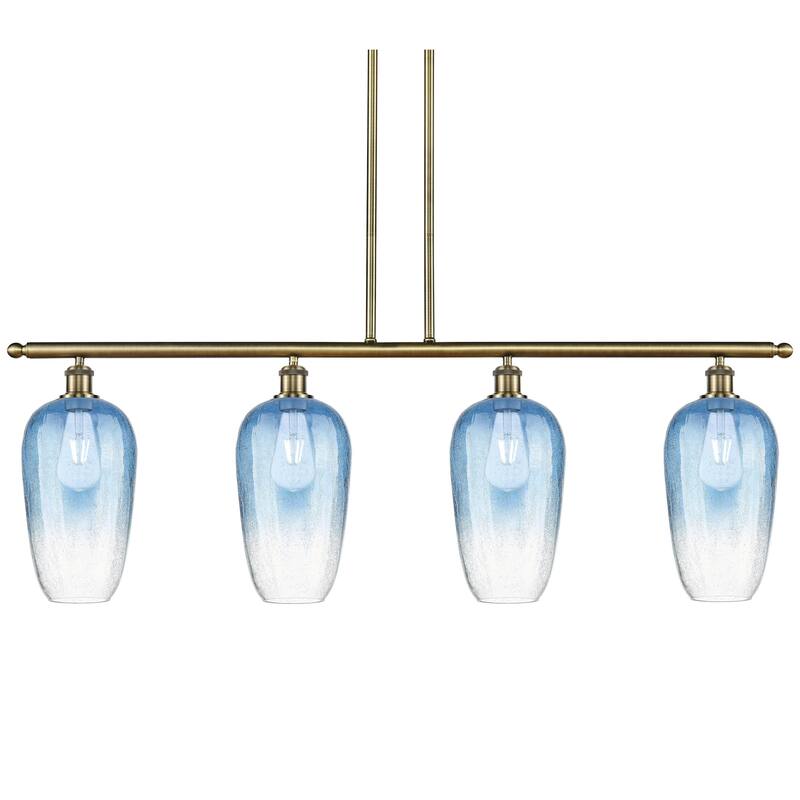 Innovations Lighting 516-4I-16-48 Brookhaven Flute Linear Brookhaven - Antique Brass / Sapphire Blue