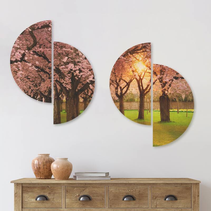 Designart 'Fascinating Springtime Cherry Scenery' Landscape Wood Wall ...