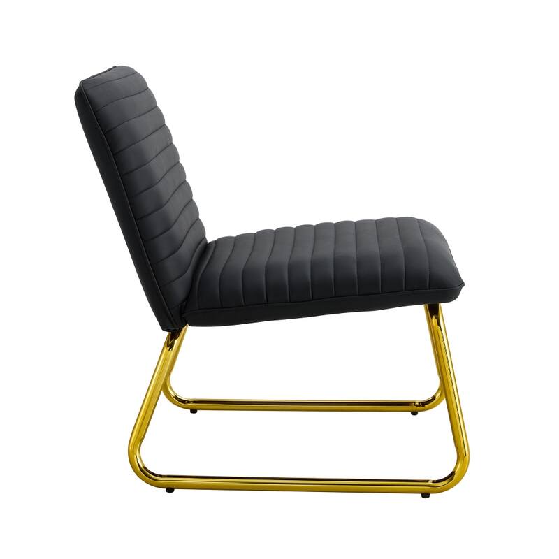 22 in.W Armless Sofa Chair with PU Backrest Paired with Metal Legs
