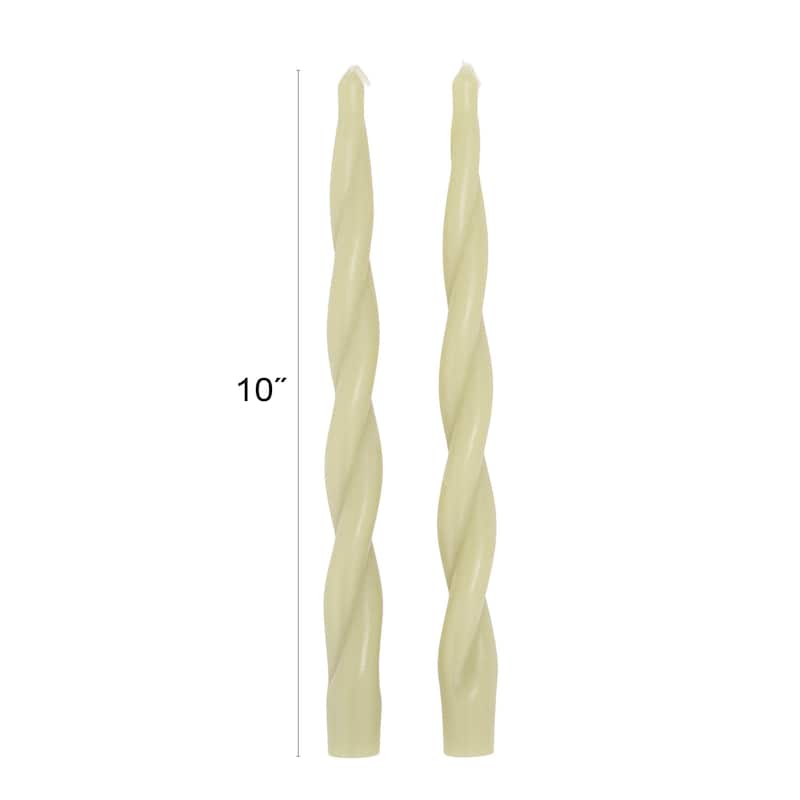 Unscented Elongated Twisted Taper Candles in Box - 0.88"L x 0.88"W x 10.0"H