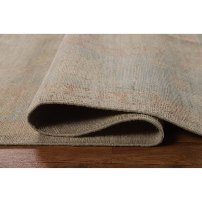 Floral Oushak Turkish Area Rug Handmade Vegetable Dye Wool Carpet - 8'0"x 9'9"