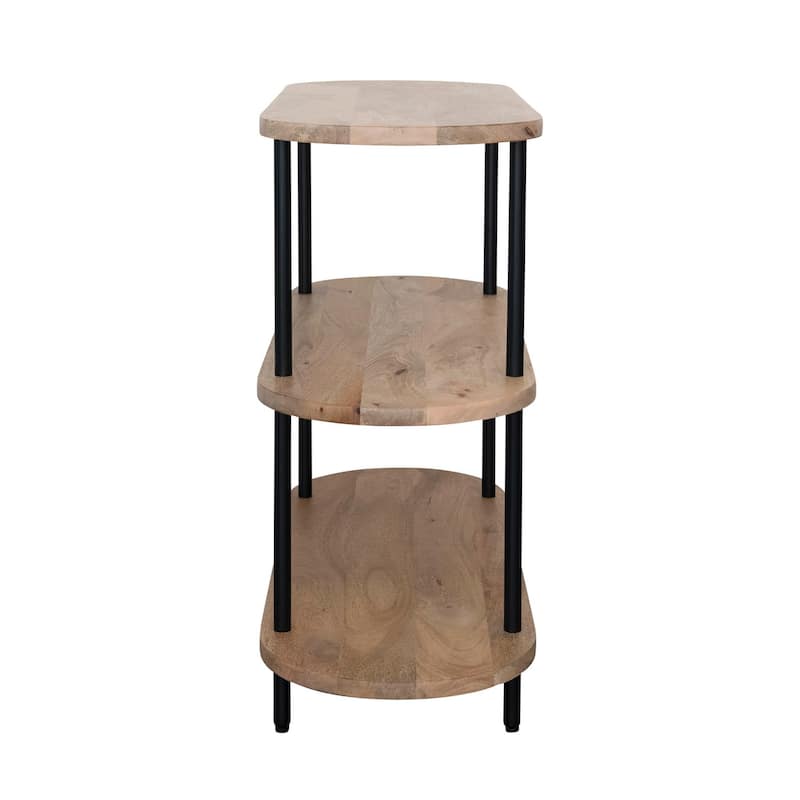 Oval Mango Wood and Metal 3-Tier Shelf