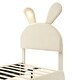 preview thumbnail 8 of 12, Twin Size Platform Bed Beige Velvet Upholstered Bed Rabbit Shaped Bed Frame with Headboard, 2 Small Storage Stools, LED Light
